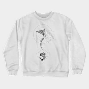 Beautiful Bird Flying with Rose and Geometrical Shapes Crewneck Sweatshirt